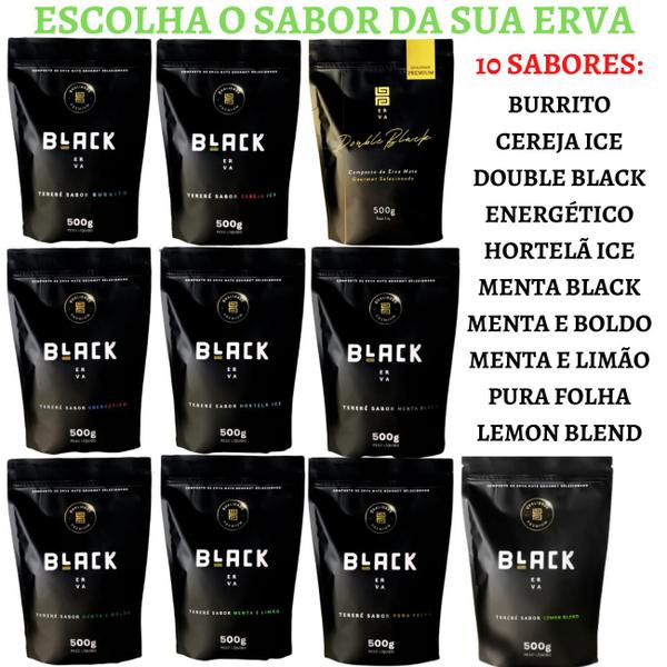 Imagem de Kit Tereré 1 Erva Mate Tereré Black Erva + Porta Erva Mate Black Erva 500g Pote Erva Mate Mateira