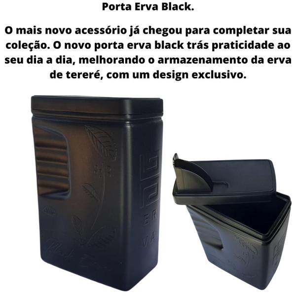 Imagem de Kit Tereré 2 Ervas Mate Tereré Black Erva + Porta Erva Mate Black Erva 500g Pote Erva Mate Mateira