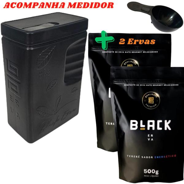 Kit Tereré 2 Ervas Mate Tereré Black Erva + Porta Erva Mate Black Erva 500g Pote Erva Mate Mateira Imagem de Kit Tereré 2 Ervas Mate Tereré Black Erva + Porta Erva Mate Black Erva 500g Pote Erva Mate Mateira