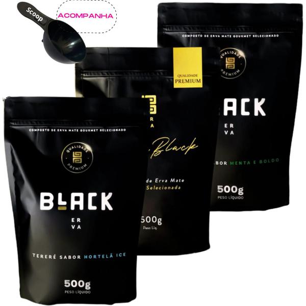 Imagem de KiT Tereré 3 Pacotes Black Erva Mate Personalizado Gourmet Premium Escolha sua Combinação