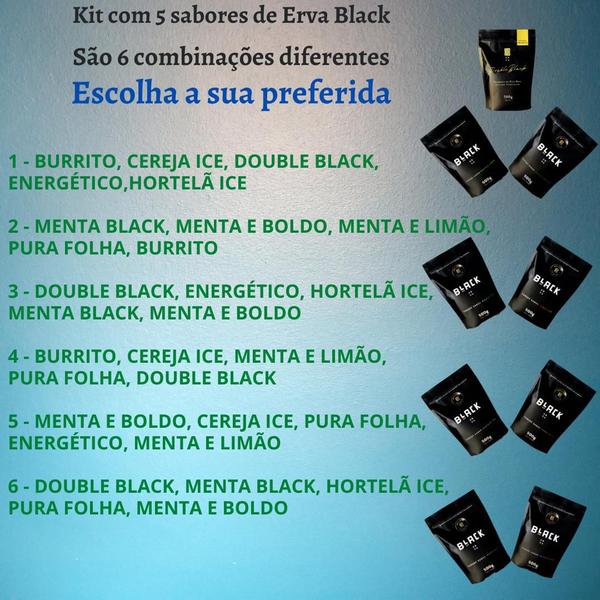 Imagem de KiT Tereré 5 Pacotes Black Erva Mate Personalizado Gourmet Premium Escolha sua Combinação