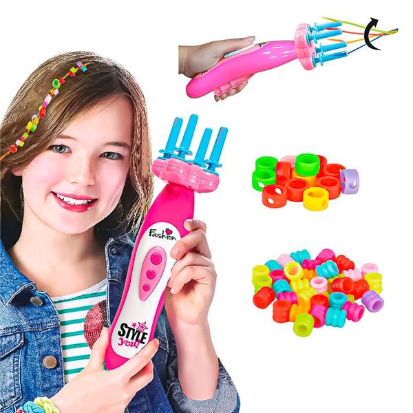 Imagem de Kit Tererê Infantil Meninas Fazer Tranças Miçangas Penteados Cabelo Dm Toys