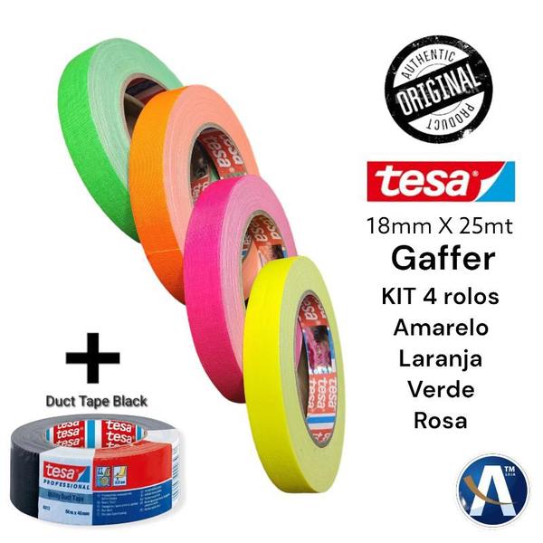 Imagem de KIT Tesa Fita Tecido Gaffer Tape 18mm + Duct Tape Preta