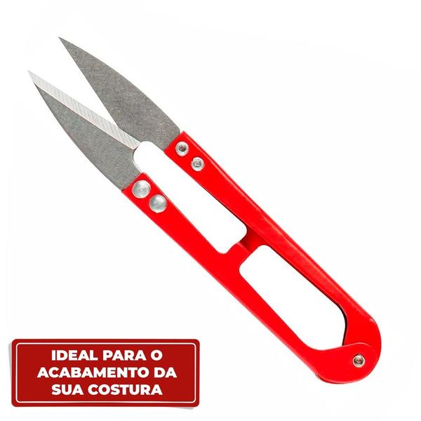 Imagem de kit Tesoura de Arremate de Metal Tic Tac 11cm - TC-805 Mais Guia Magnético Imã Reto com Puxador para Maquina de Costura