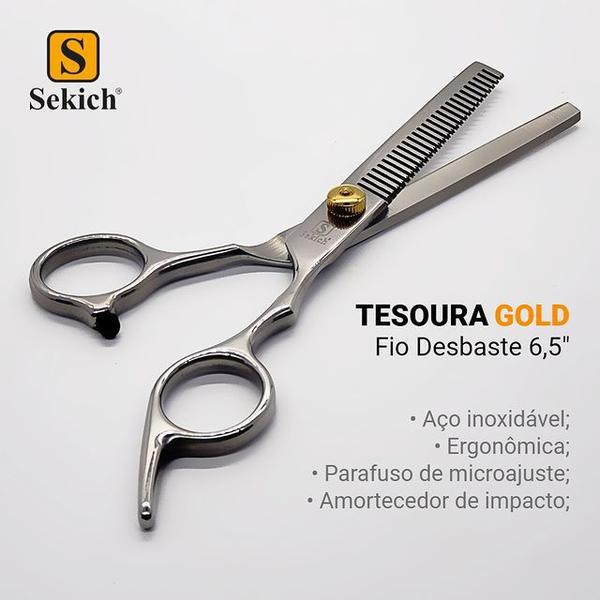 Imagem de Kit Tesoura Fio Navalha + Dentada Sekich 6.5 Polegadas