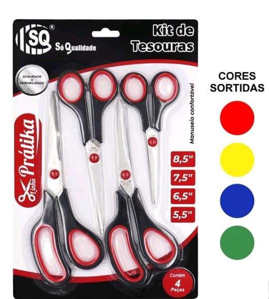 Kit Tesouras Com 4 Unidades 5,5" A 8,5 Polegadas - SQ - SQ-PREMIUM Imagem de Kit Tesouras Com 4 Unidades 5,5" A 8,5 Polegadas - SQ