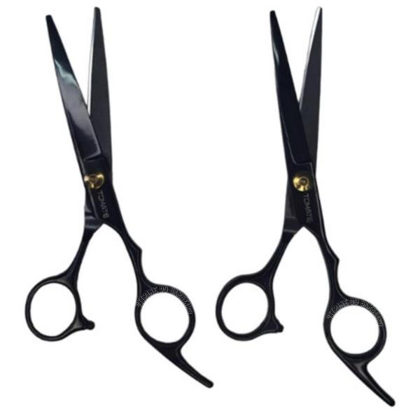 Kit Tesouras + Desbastadeira 6.0 Para Barbearia Cabeleireiro - Tomate Imagem de Kit Tesouras + Desbastadeira 6.0 Para Barbearia Cabeleireiro