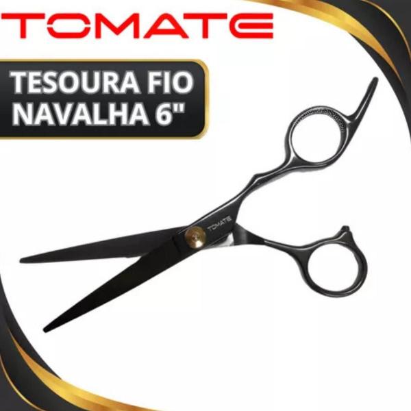 Kit Tesouras + Desbastadeira 6.0 Para Barbearia Cabeleireiro - Tomate Imagem de Kit Tesouras + Desbastadeira 6.0 Para Barbearia Cabeleireiro