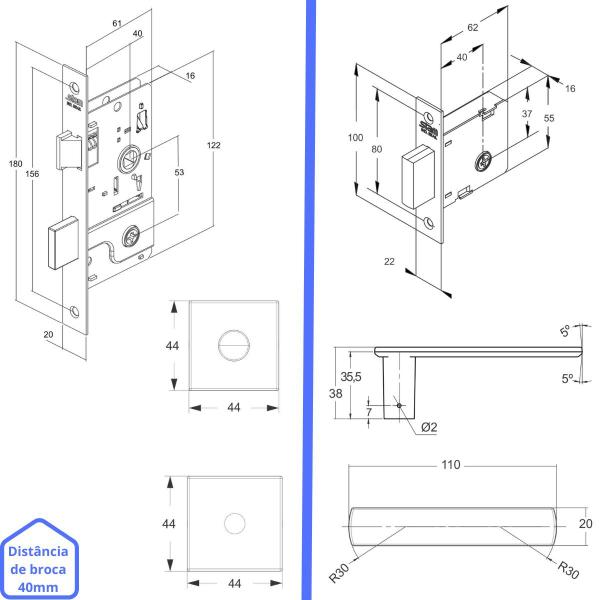 Imagem de Kit Tetra Chave Porta Externa RQ1 Oxidado Stam 800/35