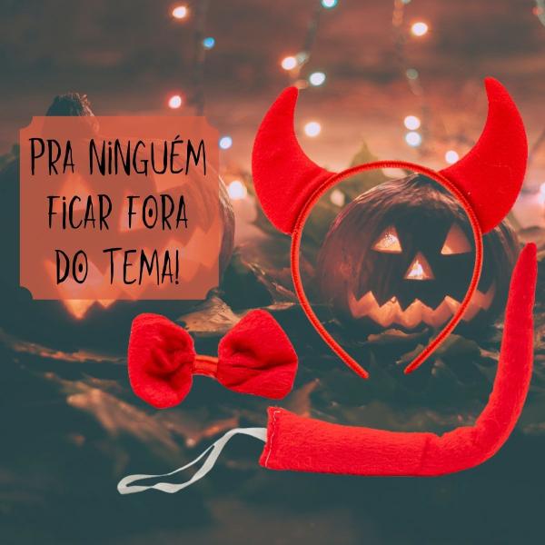 Imagem de Kit Tiara + Gravata + Rabinho Diabinho Halloween Carnaval Festas