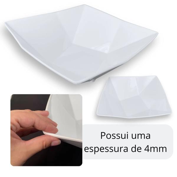 Imagem de Kit Tigela Quadrada Geometrica 32,5 Cm Grande + 4 Molheiras Formato Gota Molhos / Pequenas Porcoes  Bestfer 