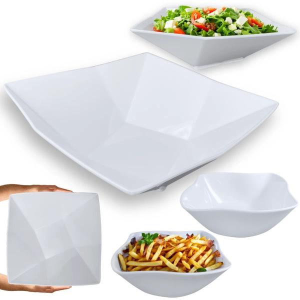 Kit Tigela Quadrada Grande 32,5 Cm + 2 Tigelas Quadradas 800ml Salada Fruteira em Melamina / Plastico Bestfer Imagem de Kit Tigela Quadrada Grande 32,5 Cm + 2 Tigelas Quadradas 800ml Salada Fruteira em Melamina / Plastico Bestfer