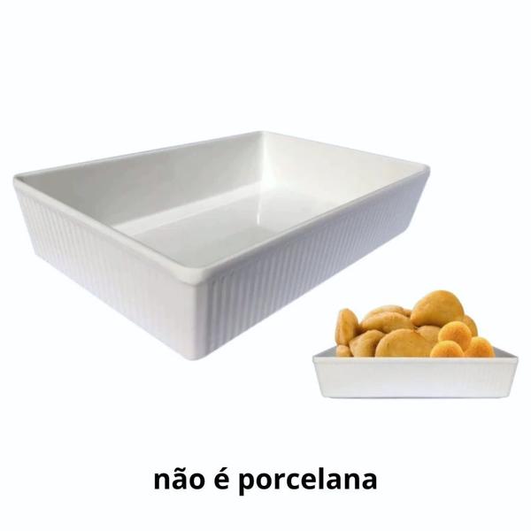 Imagem de Kit Tigela Travessa Retangular 20cm + Tigela Oval 18cm Estriada  Bestfer 