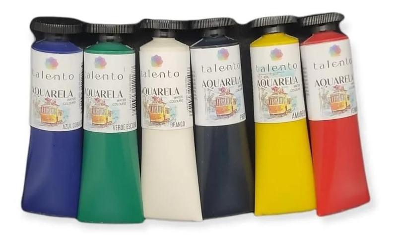 Imagem de Kit Tinta Aquarela 20ml 6 Cores Talento