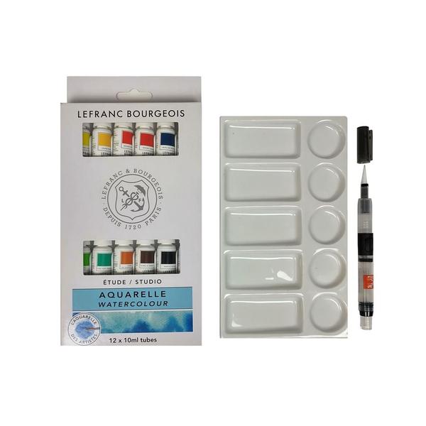 Kit Tinta Aquarela Tubo + Godê + Pincel Reservatório - NoBrand Imagem de Kit Tinta Aquarela Tubo + Godê + Pincel Reservatório