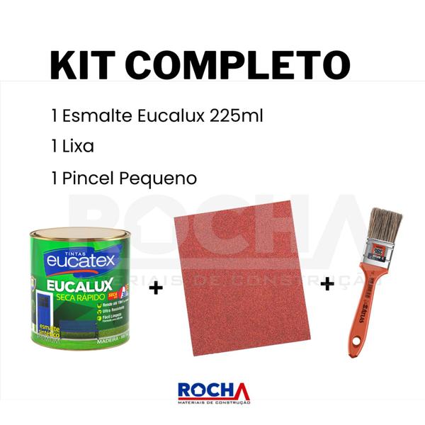 Imagem de Kit Tinta Esmalte Pequena p/ Ferro e Madeira 225ml + Lixa + Pincel