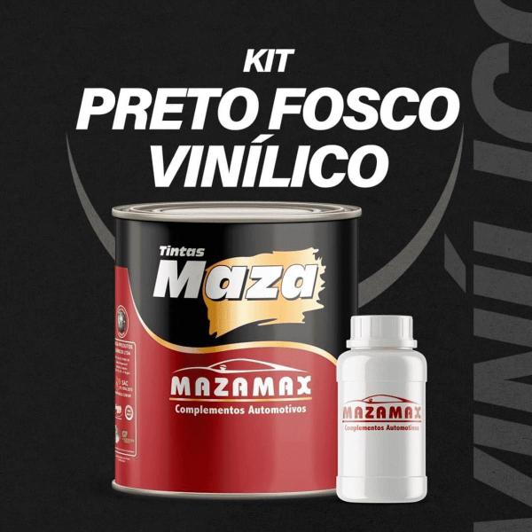 Imagem de Kit Tinta Esmalte Preto Fosco Vinilico Comp A/B 900Ml