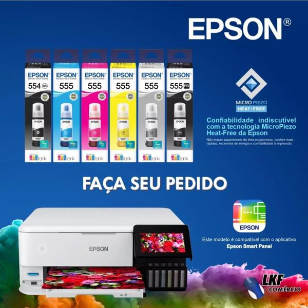 Imagem de Kit Tinta Fotográfica Epson Original T554 T555 L8160 L8180