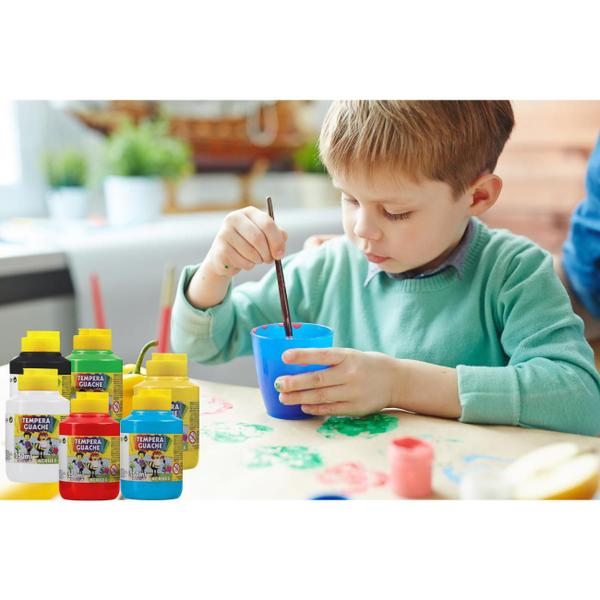 Imagem de Kit Tinta Guache Tempera 6 Cores 250ml Acrilex Escolar Infantil Ideal para atividades de Pintura Artes Artesanato