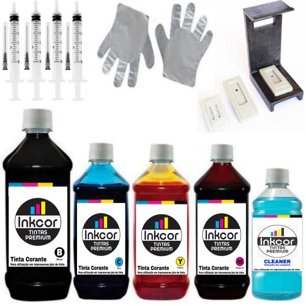 Imagem de Kit Tinta Inkcor Recarga De Cartuchos Compatível com Impressora HP 662 664 122 60 901 74 92 21 92 Snap Fill