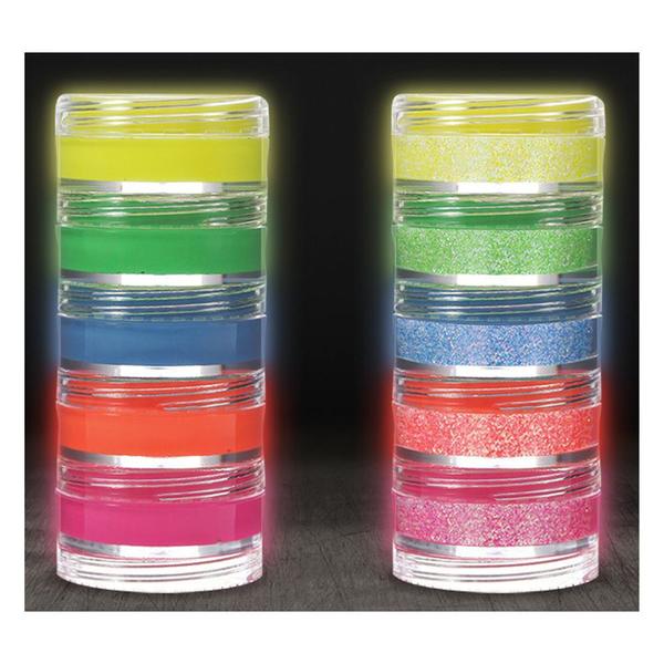 Imagem de Kit Tinta para Rosto Cremosa Neon e Glitter com 10 Cores