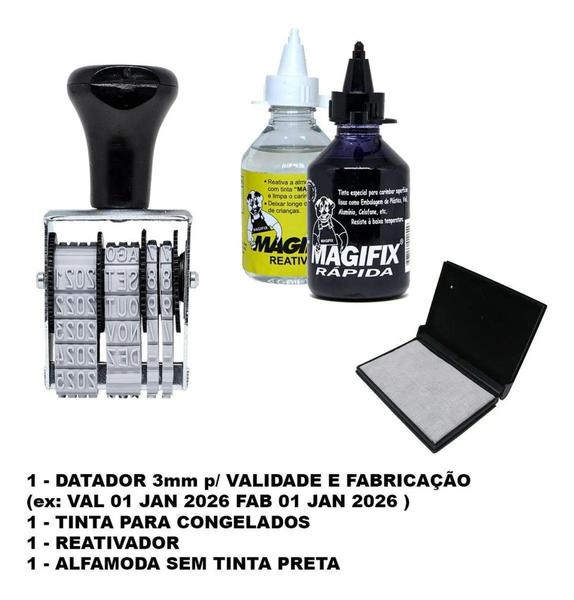 Imagem de Kit Tinta rápida Para Congelados carimbo Datador 3mm reativa - MAGIFIX CARBRINK STAR