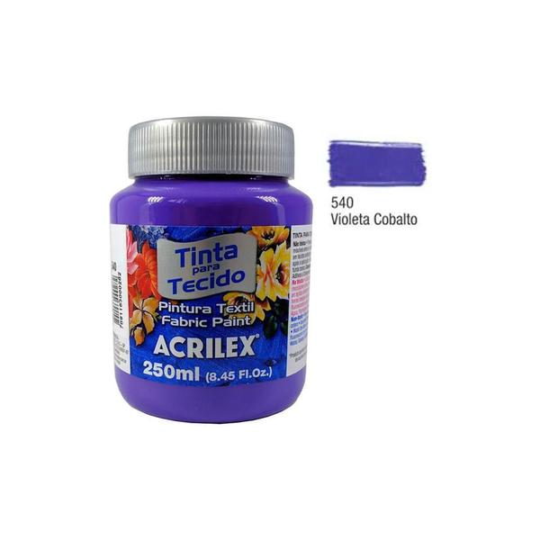 Imagem de Kit Tinta Tecido Fosca 250Ml Com 3Un Violeta Cobalto Acrilex