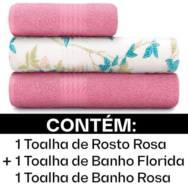 Imagem de Kit Toalha 3 Peças Banho + Rosto 100% Algodão Felpudo Prisma Dohler - Emcompre