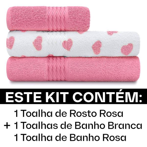 Imagem de Kit Toalha 3 Peças Banho + Rosto 100% Algodão Felpudo Prisma Dohler - Emcompre