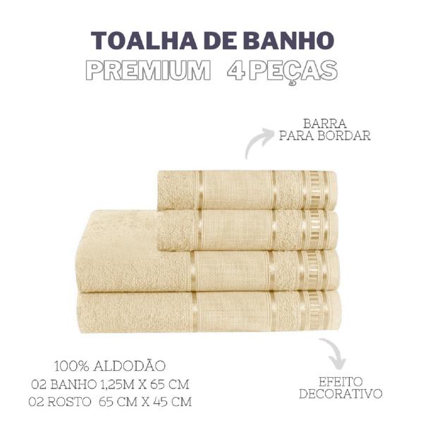 Imagem de Kit Toalha Banho E Rosto Algodão 4 Peças Cores Lisas