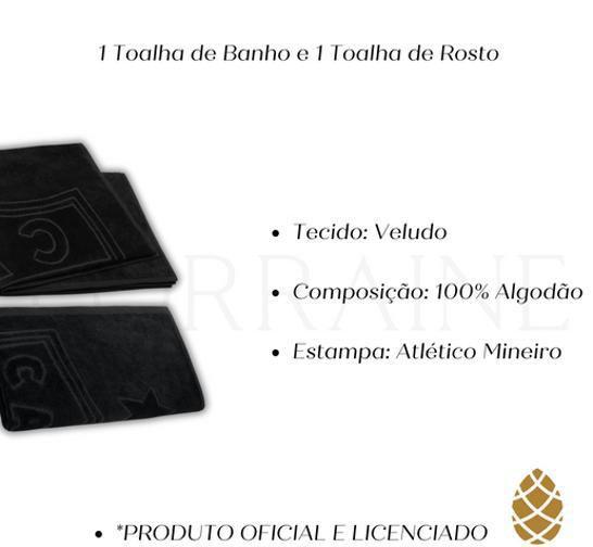 Imagem de Kit Toalha Banho/Rosto Atlético MG Preto 100% Algodão