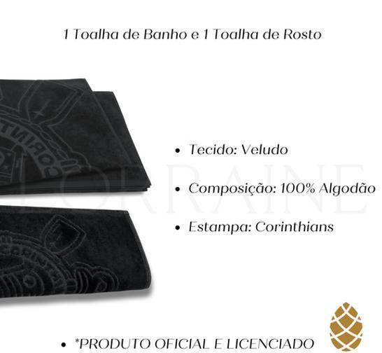 Imagem de Kit Toalha Banho+ Rosto Jacquard Buettner Corinthians Preto