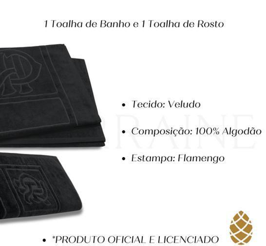 Imagem de Kit Toalha Banho+ Rosto Jacquard Buettner Flamengo Preto