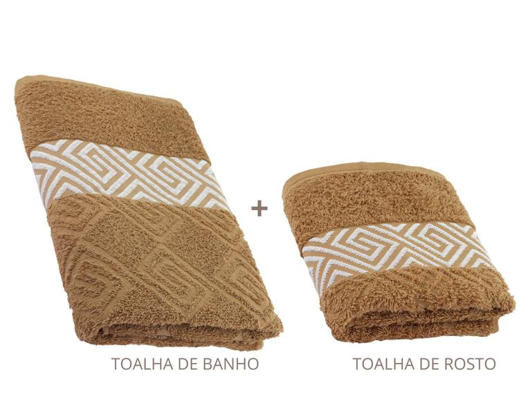 Imagem de Kit toalha de banho + toalha de rosto algodão-premium atenas