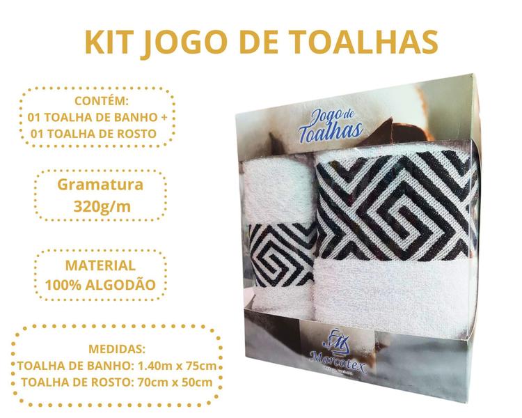 Imagem de Kit toalha de banho + toalha de rosto algodão-premium atenas