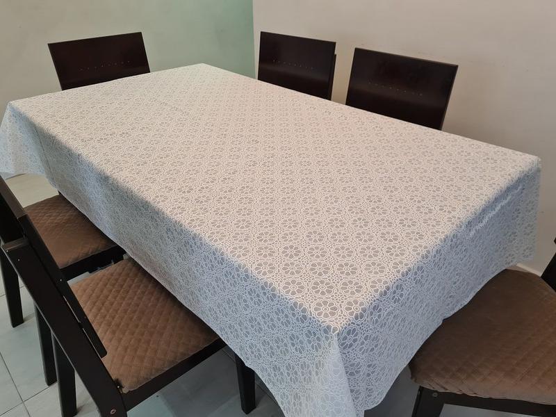 Imagem de Kit Toalha de Mesa 6 Lugares Rendada TNT + Toalha de Cristal