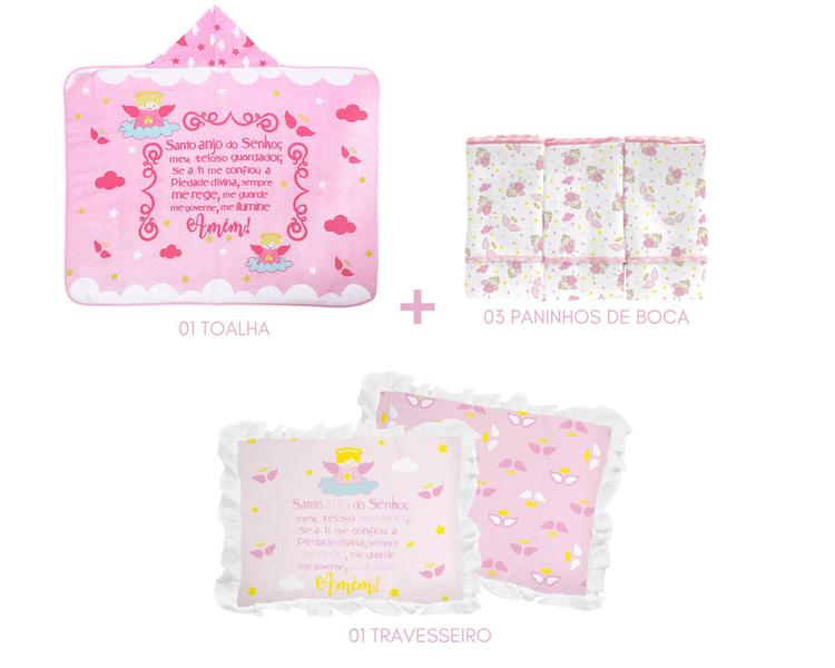 Kit toalha+travesseiro+paninho de boca anjo da guarda-enxoval bebê - INCOMFRAL Imagem de Kit toalha+travesseiro+paninho de boca anjo da guarda-enxoval bebê