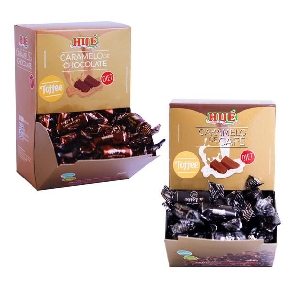 Kit toffee caramelo café e chocolate diet display 500g 2 und - Hué Imagem de Kit toffee caramelo café e chocolate diet display 500g 2 und