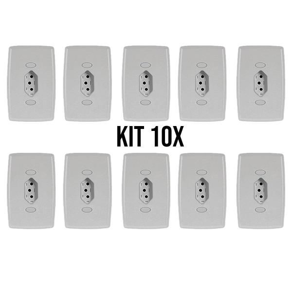 Imagem de Kit Tomadas simples 10a 2P + T Espelho Branco - Linha Safira - Marca Ilumi