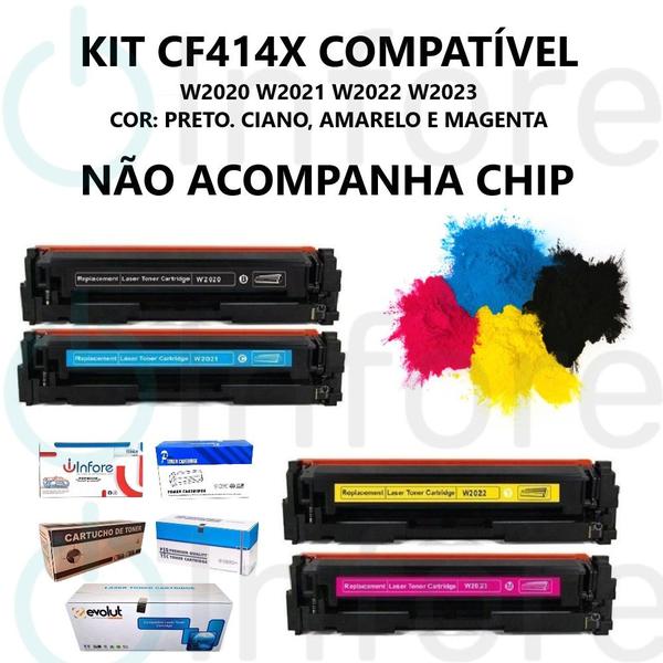 Imagem de Kit Toner 414X W2020 W2021 W2022 W2023  M454dw M454dn M479fdw M479dw S/ Chip