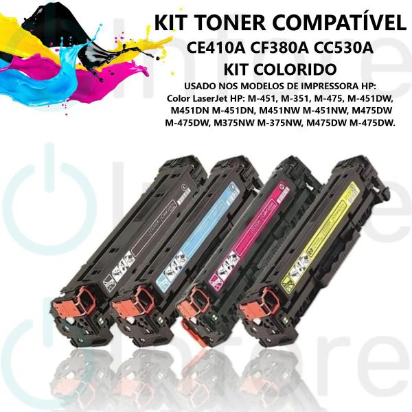 Imagem de Kit Toner Compatível CC530A CC531A CC532A CC533A Para M351 M451 M375 M475