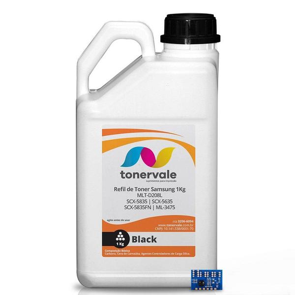 Imagem de Kit Toner Refil + 4 Chip Toner TankFull Para Samsung MLT-D208L - SCX-5835 SCX-5635 SCX-5835FN ML-3475 de 1kg