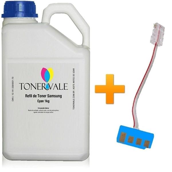 Imagem de Kit Toner Refil + Chip TankFull Para Samsung CLX-8385 CLX-8380 - C8385A Ciano Dose Única