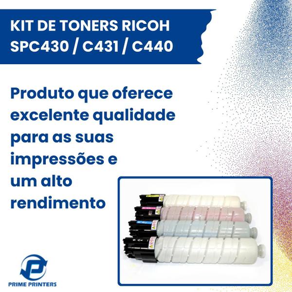 Imagem de Kit Toner Ricoh Spc430 / C431 / C440 Compatível 4 Cores