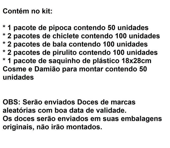 Imagem de Kit Top Doces Cosme e Damião p/ Montar 50 Saquinhos