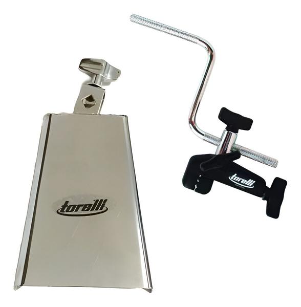 Imagem de Kit Torelli Cowbell Cromado 6'' To055 Com Multi Clamp Ta411