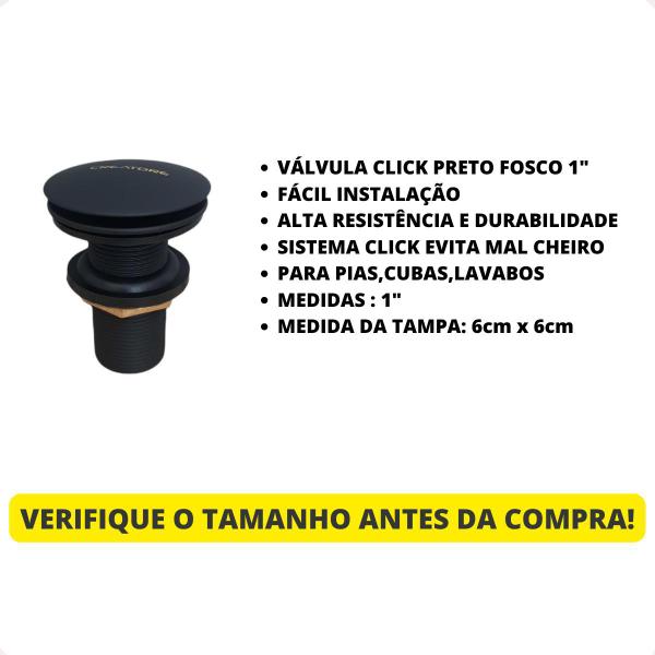 Imagem de KIT Torneira p/ Lavatório Abertura na Ponta Preta (Link Slim Tube) + Válvula Saída D'água Preta 1" Polegada MQC