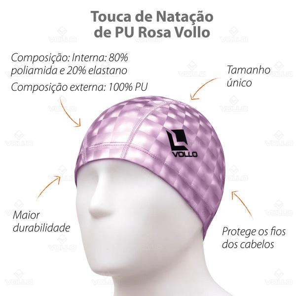 Imagem de Kit Touca De Natação 3D Pu + Óculos Essential Adulto Vollo