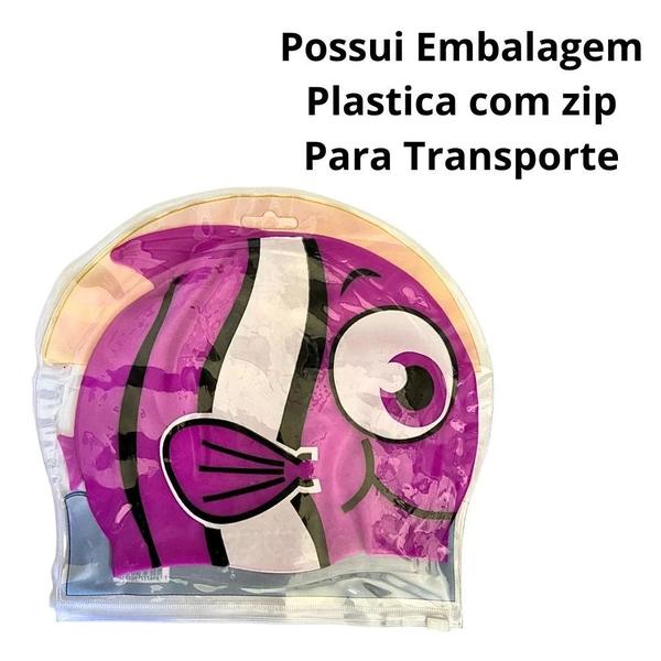 Imagem de Kit Touca Infantil de Peixinho Rosa + Baldinho de Praia / Brinquedo de Praia com 8 Pecas Rosa