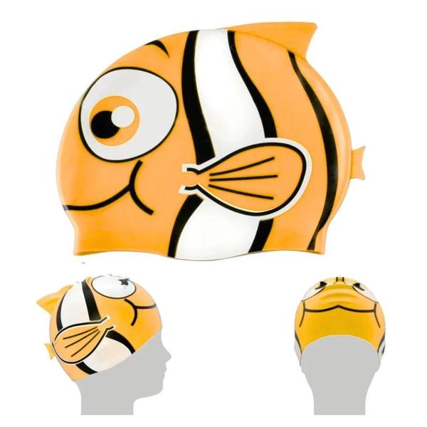 Kit Touca Infantil Peixinho + Bola Inflavel Laranja 40 Cm + Baldinho de Praia com 8 Pecas Sortidas Imagem de Kit Touca Infantil Peixinho + Bola Inflavel Laranja 40 Cm + Baldinho de Praia com 8 Pecas Sortidas